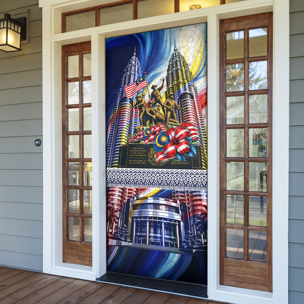 Malaysia Merdeka Independence Day Door Cover Patriotic Twin Towers Soldier National Flower Graphic
