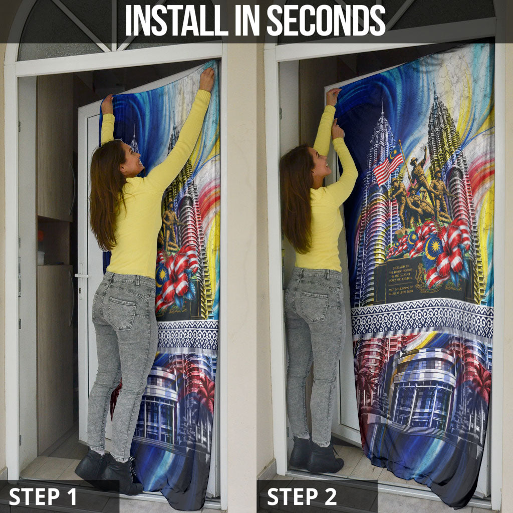 Malaysia Merdeka Independence Day Door Cover Patriotic Twin Towers Soldier National Flower Graphic