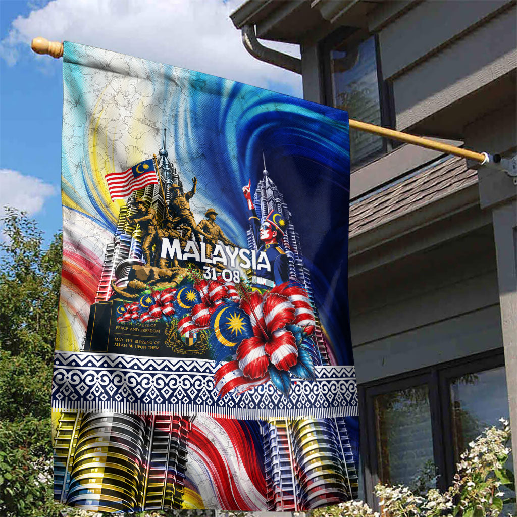 Malaysia Merdeka Independence Day Garden Flag Patriotic Twin Towers Soldier National Flower Graphic
