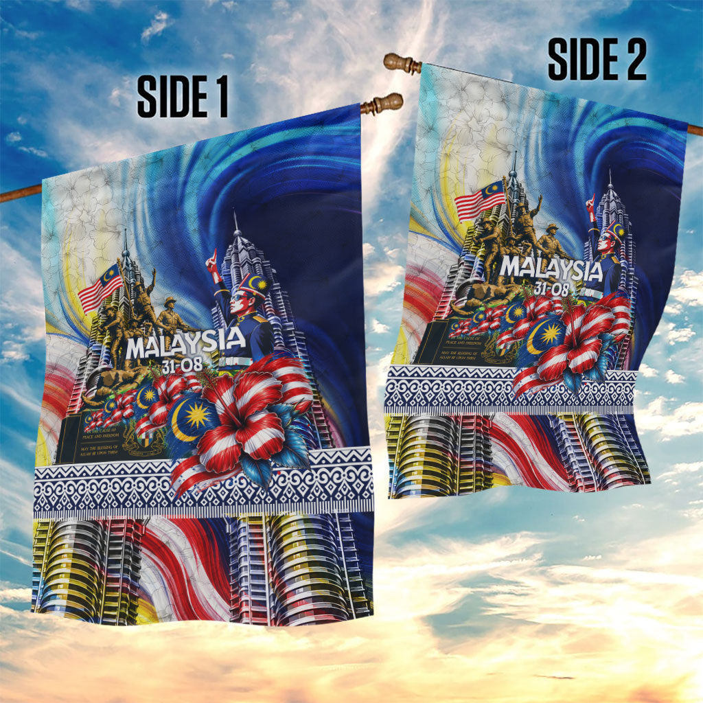 Malaysia Merdeka Independence Day Garden Flag Patriotic Twin Towers Soldier National Flower Graphic