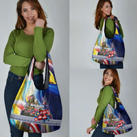 Malaysia Merdeka Independence Day Grocery Bag Patriotic Twin Towers Soldier National Flower Graphic