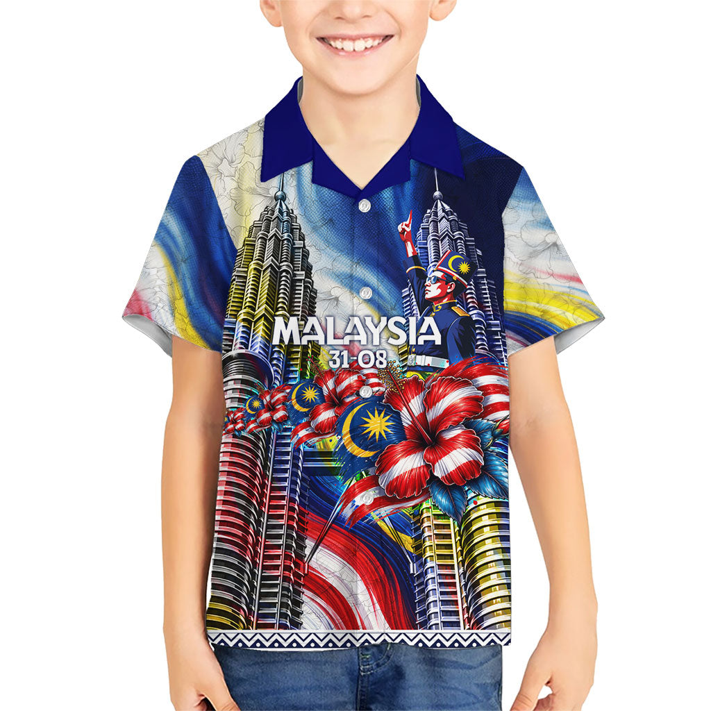 Malaysia Merdeka Independence Day Hawaiian Shirt Patriotic Twin Towers Soldier National Flower Graphic