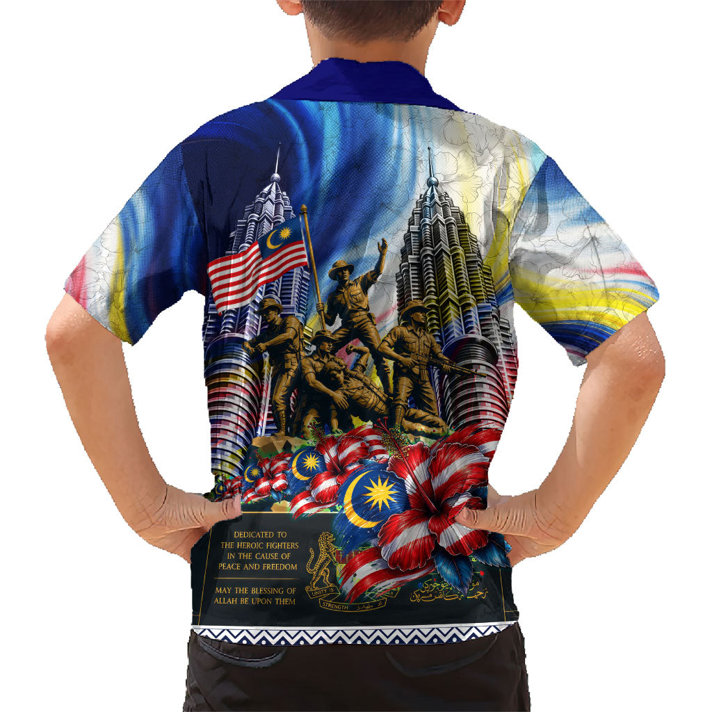 Malaysia Merdeka Independence Day Hawaiian Shirt Patriotic Twin Towers Soldier National Flower Graphic