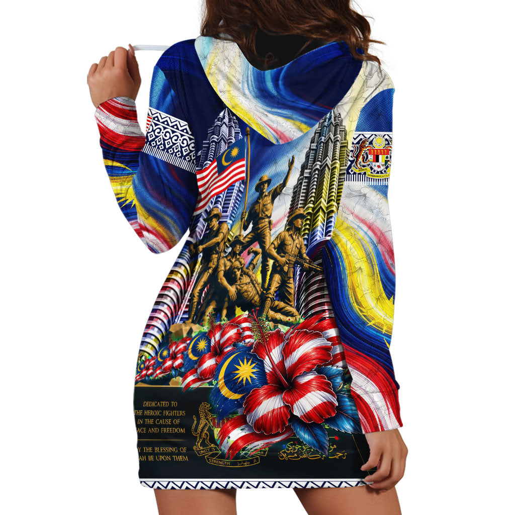 Malaysia Merdeka Independence Day Hoodie Dress Patriotic Twin Towers Soldier National Flower Graphic