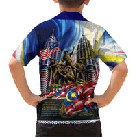 Malaysia Merdeka Independence Day Kid Hawaiian Shirt Patriotic Twin Towers Soldier National Flower Graphic