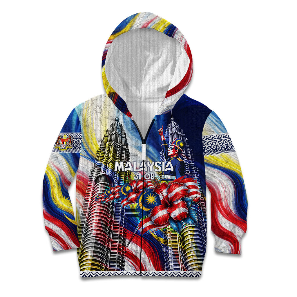 Malaysia Merdeka Independence Day Kid Hoodie Patriotic Twin Towers Soldier National Flower Graphic