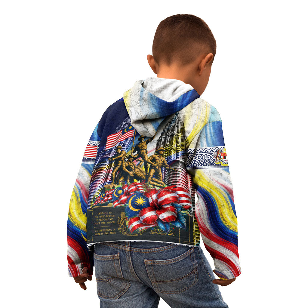 Malaysia Merdeka Independence Day Kid Hoodie Patriotic Twin Towers Soldier National Flower Graphic