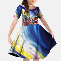 Malaysia Merdeka Independence Day Kid Short Sleeve Dress Patriotic Twin Towers Soldier National Flower Graphic