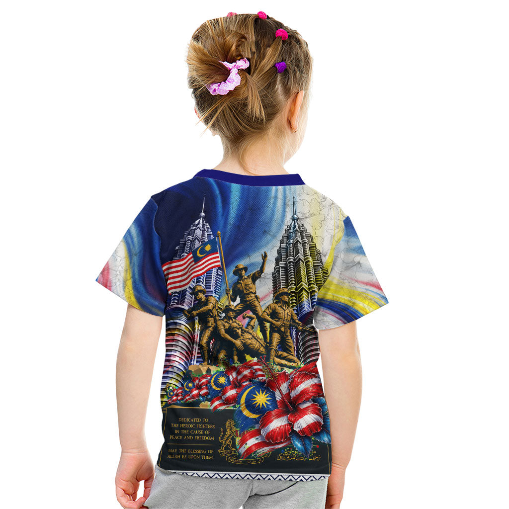 Malaysia Merdeka Independence Day Kid T Shirt Patriotic Twin Towers Soldier National Flower Graphic