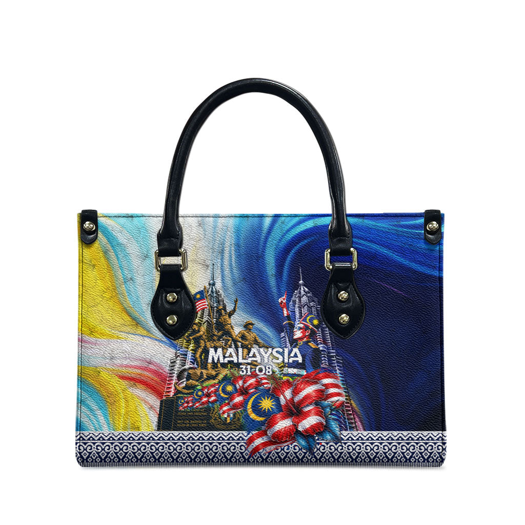 Malaysia Merdeka Independence Day Leather Bag Patriotic Twin Towers Soldier National Flower Graphic