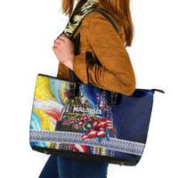 Malaysia Merdeka Independence Day Leather Tote Bag Patriotic Twin Towers Soldier National Flower Graphic