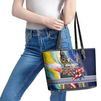Malaysia Merdeka Independence Day Leather Tote Bag Patriotic Twin Towers Soldier National Flower Graphic
