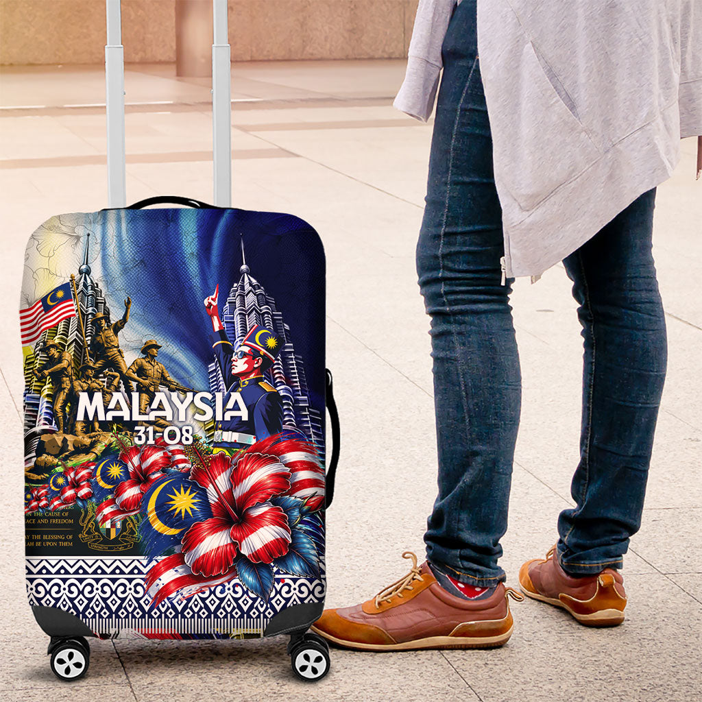 Malaysia Merdeka Independence Day Luggage Cover Patriotic Twin Towers Soldier National Flower Graphic