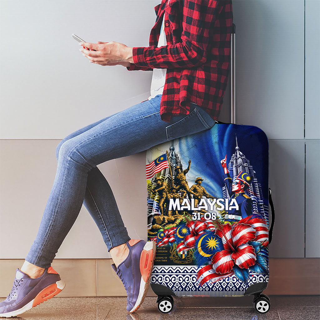 Malaysia Merdeka Independence Day Luggage Cover Patriotic Twin Towers Soldier National Flower Graphic