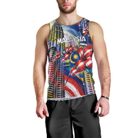 Malaysia Merdeka Independence Day Men Tank Top Patriotic Twin Towers Soldier National Flower Graphic