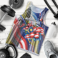Malaysia Merdeka Independence Day Men Tank Top Patriotic Twin Towers Soldier National Flower Graphic