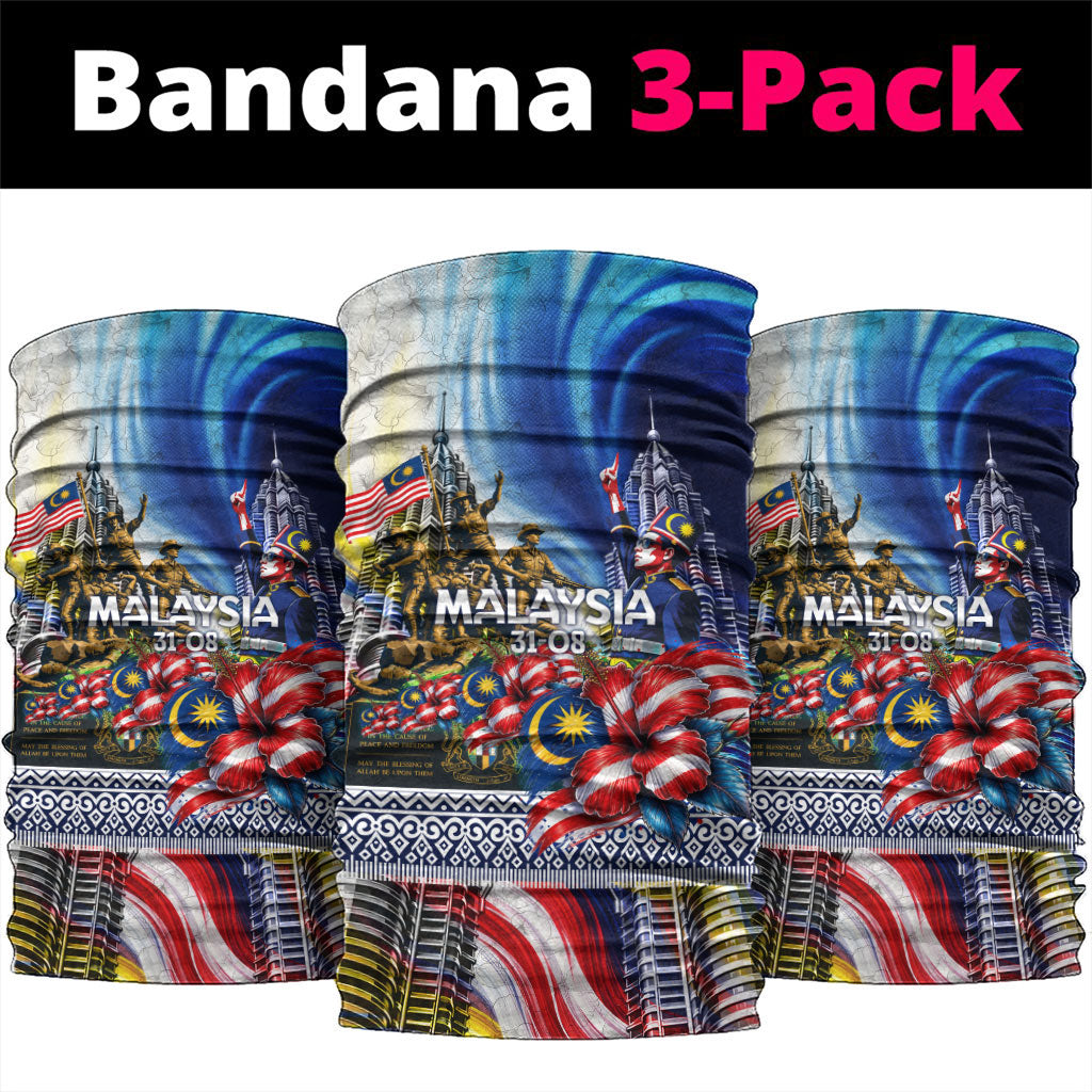 Malaysia Merdeka Independence Day Neck Gaiter Patriotic Twin Towers Soldier National Flower Graphic