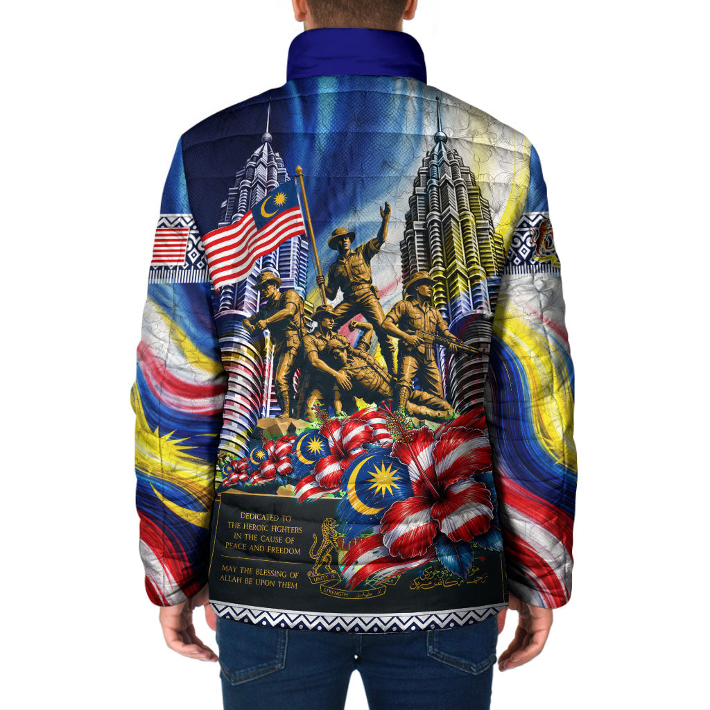 Malaysia Merdeka Independence Day Padded Jacket Patriotic Twin Towers Soldier National Flower Graphic