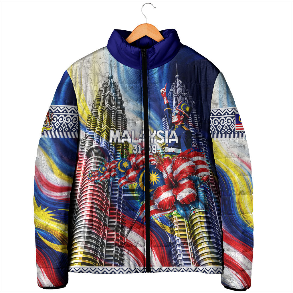 Malaysia Merdeka Independence Day Padded Jacket Patriotic Twin Towers Soldier National Flower Graphic