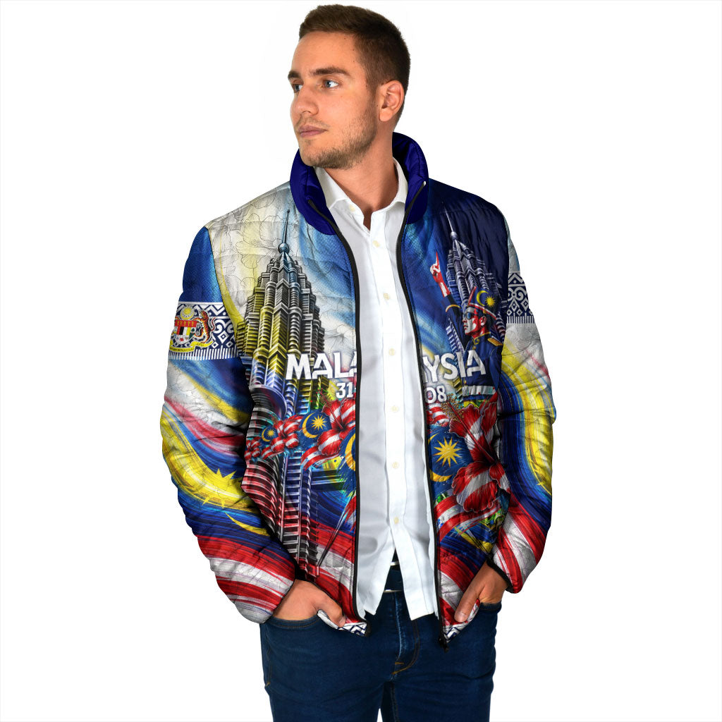 Malaysia Merdeka Independence Day Padded Jacket Patriotic Twin Towers Soldier National Flower Graphic