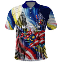 Malaysia Merdeka Independence Day Polo Shirt Patriotic Twin Towers Soldier National Flower Graphic