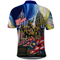 Malaysia Merdeka Independence Day Polo Shirt Patriotic Twin Towers Soldier National Flower Graphic