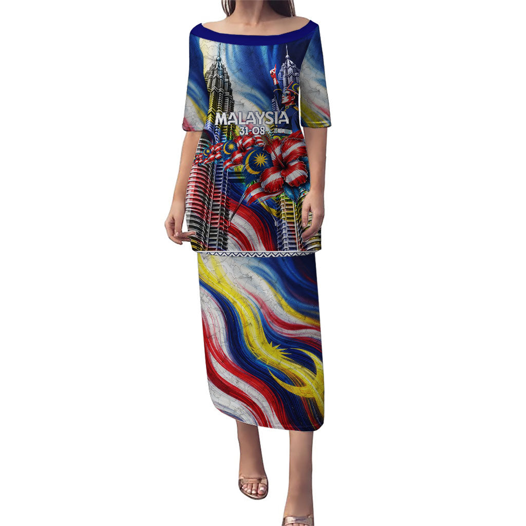Malaysia Merdeka Independence Day Puletasi Patriotic Twin Towers Soldier National Flower Graphic