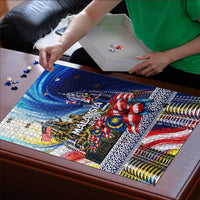 Malaysia Merdeka Independence Day Puzzle Patriotic Twin Towers Soldier National Flower Graphic