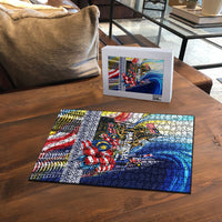Malaysia Merdeka Independence Day Puzzle Patriotic Twin Towers Soldier National Flower Graphic