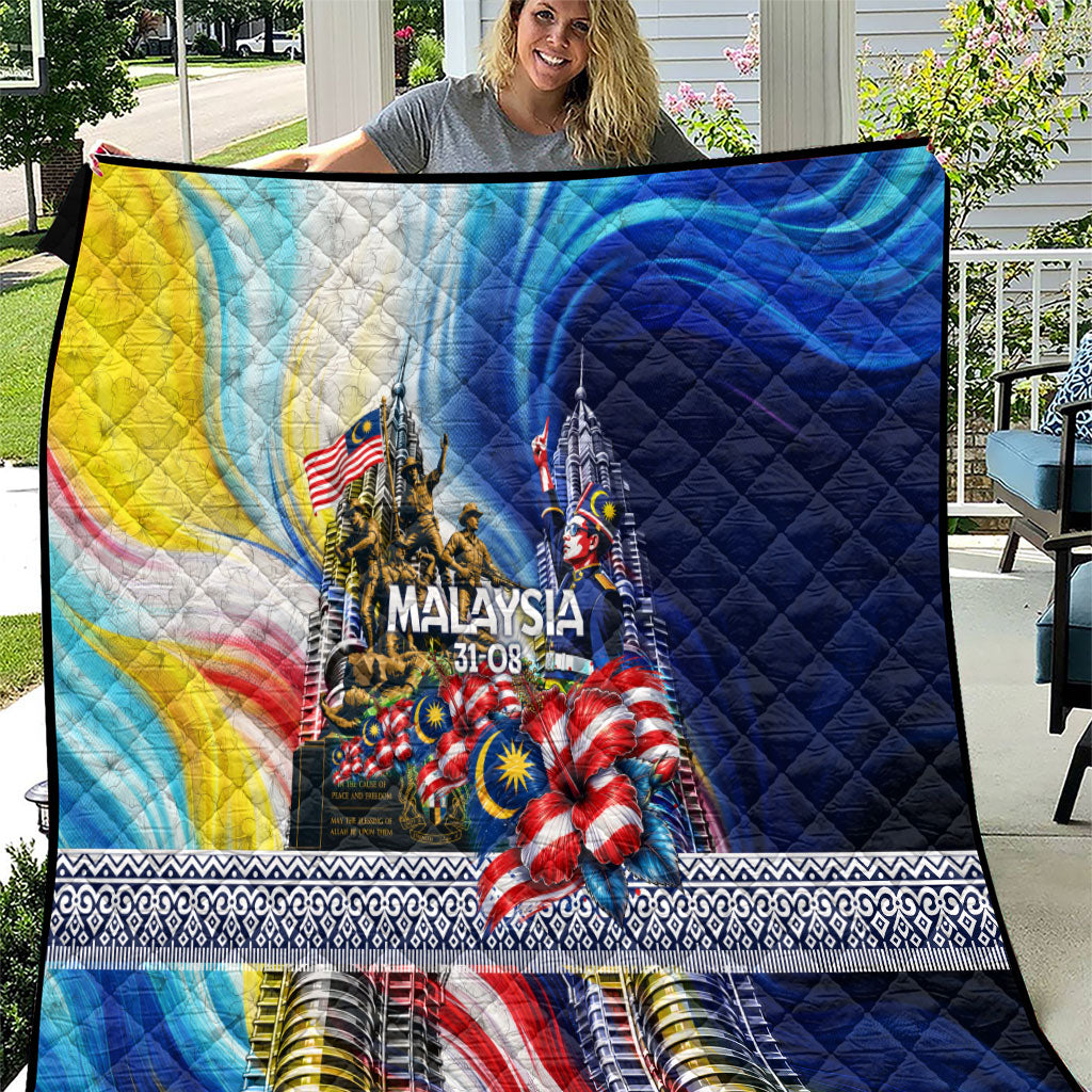 Malaysia Merdeka Independence Day Quilt Patriotic Twin Towers Soldier National Flower Graphic