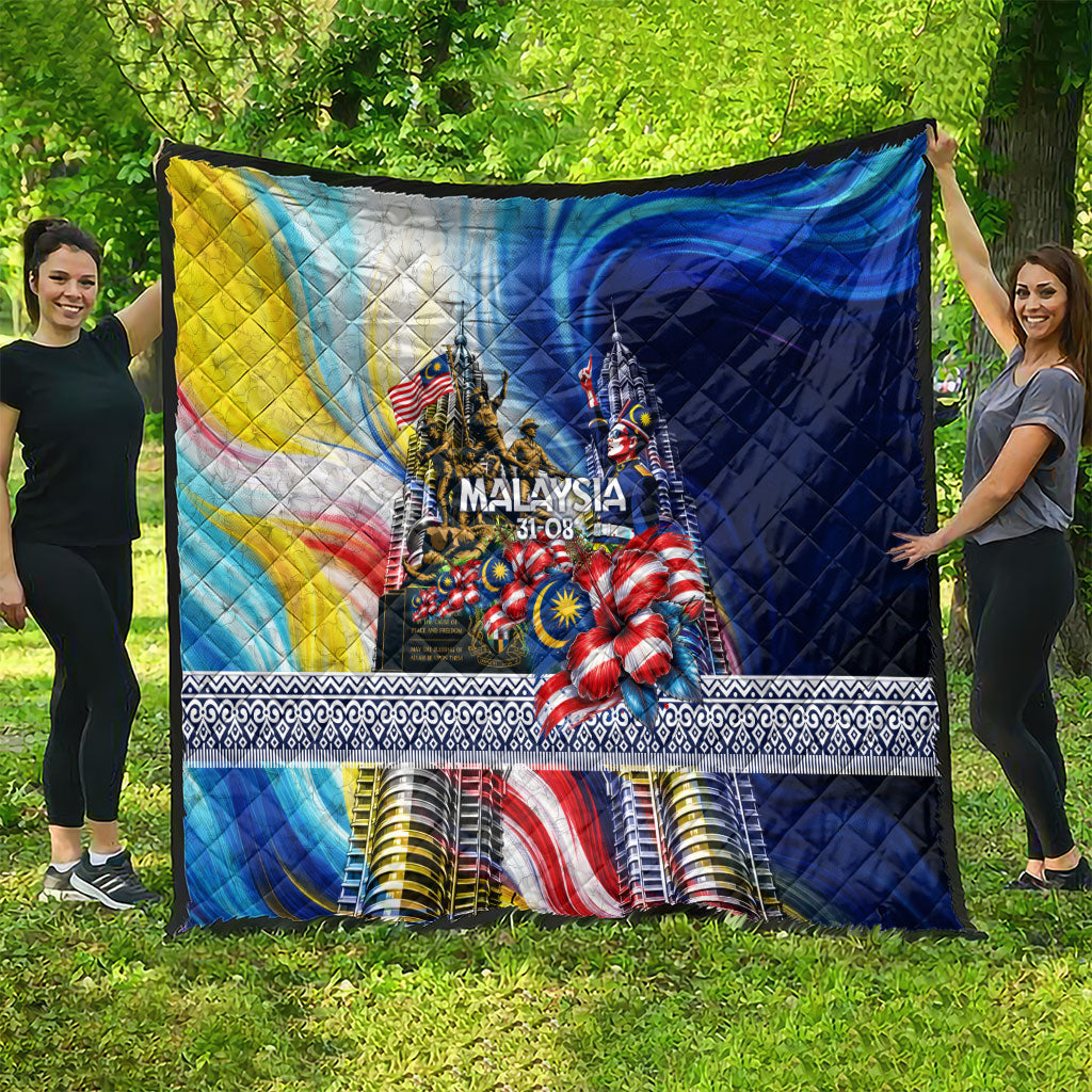 Malaysia Merdeka Independence Day Quilt Patriotic Twin Towers Soldier National Flower Graphic