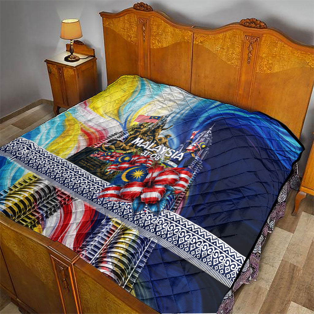 Malaysia Merdeka Independence Day Quilt Patriotic Twin Towers Soldier National Flower Graphic