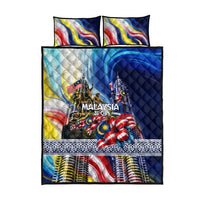 Malaysia Merdeka Independence Day Quilt Bed Set Patriotic Twin Towers Soldier National Flower Graphic