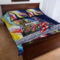 Malaysia Merdeka Independence Day Quilt Bed Set Patriotic Twin Towers Soldier National Flower Graphic