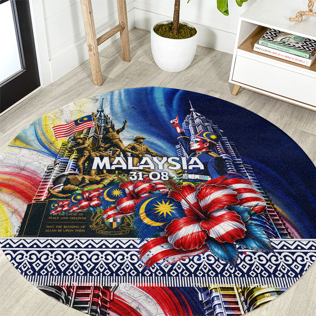 Malaysia Merdeka Independence Day Round Carpet Patriotic Twin Towers Soldier National Flower Graphic