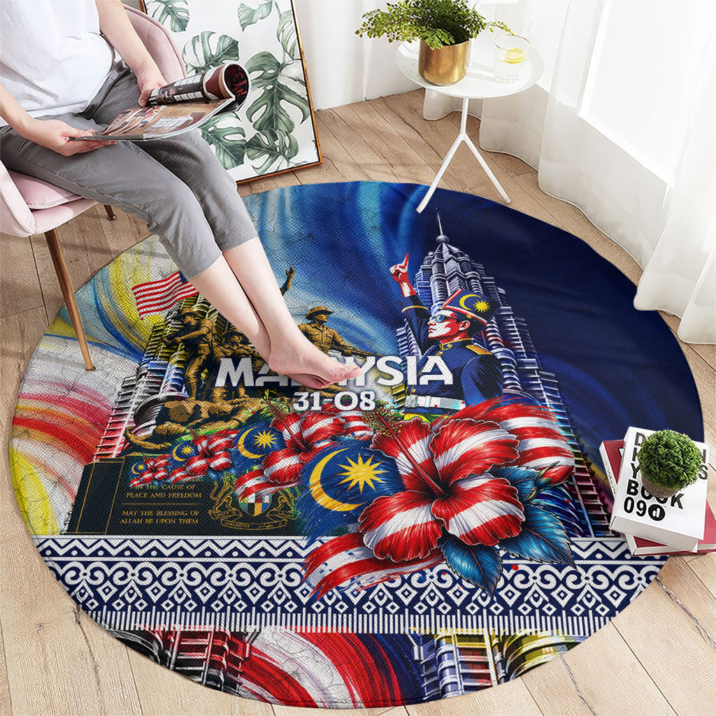 Malaysia Merdeka Independence Day Round Carpet Patriotic Twin Towers Soldier National Flower Graphic