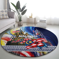Malaysia Merdeka Independence Day Round Carpet Patriotic Twin Towers Soldier National Flower Graphic