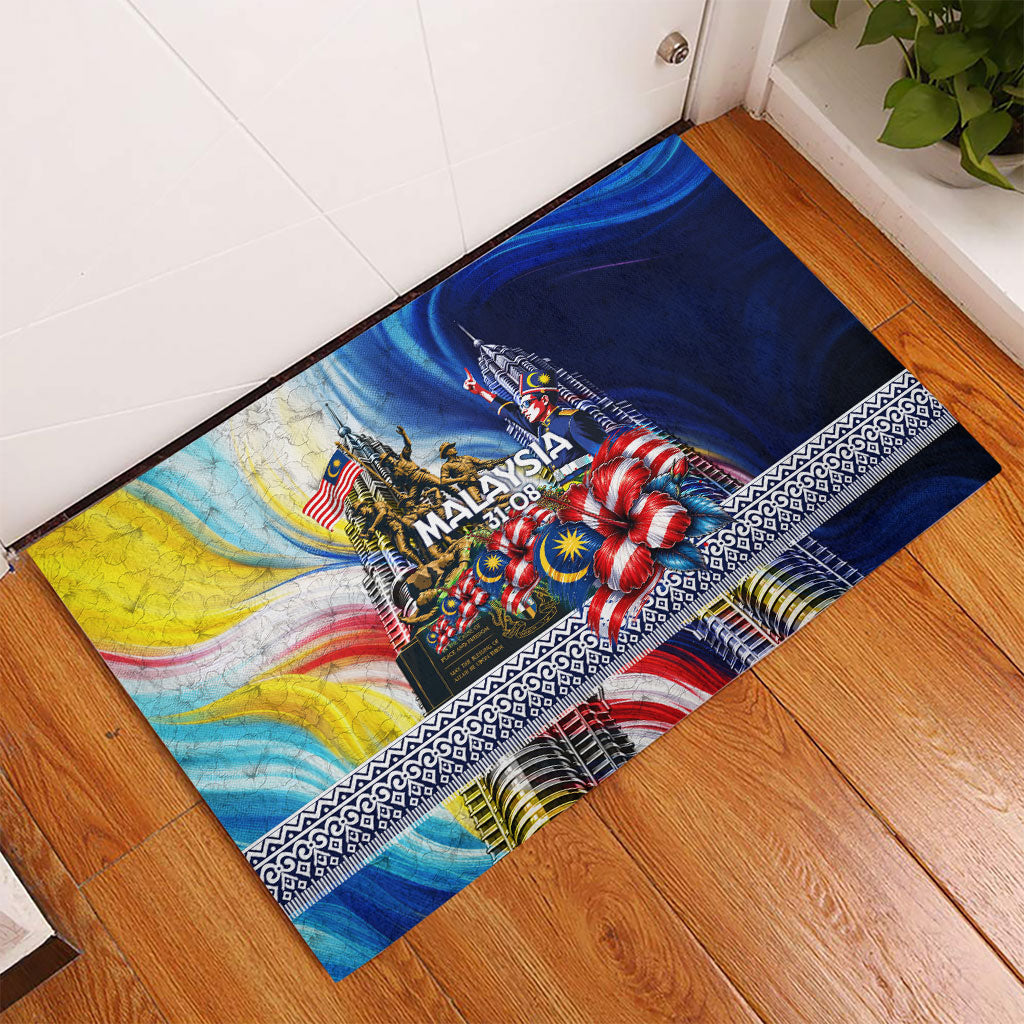 Malaysia Merdeka Independence Day Rubber Doormat Patriotic Twin Towers Soldier National Flower Graphic