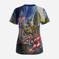 Malaysia Merdeka Independence Day Scrub Top Patriotic Twin Towers Soldier National Flower Graphic