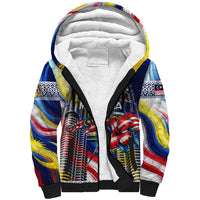 Malaysia Merdeka Independence Day Sherpa Hoodie Patriotic Twin Towers Soldier National Flower Graphic