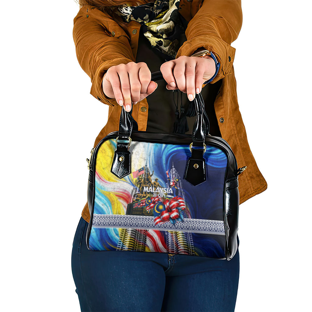 Malaysia Merdeka Independence Day Shoulder Handbag Patriotic Twin Towers Soldier National Flower Graphic