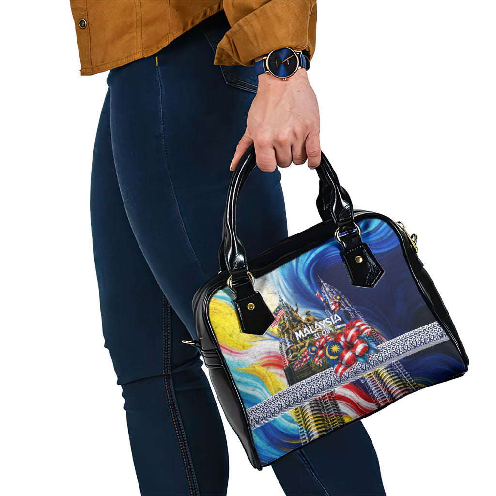 Malaysia Merdeka Independence Day Shoulder Handbag Patriotic Twin Towers Soldier National Flower Graphic