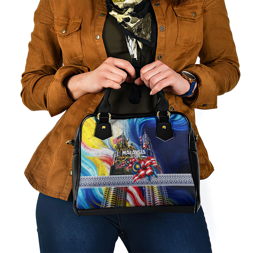 Malaysia Merdeka Independence Day Shoulder Handbag Patriotic Twin Towers Soldier National Flower Graphic