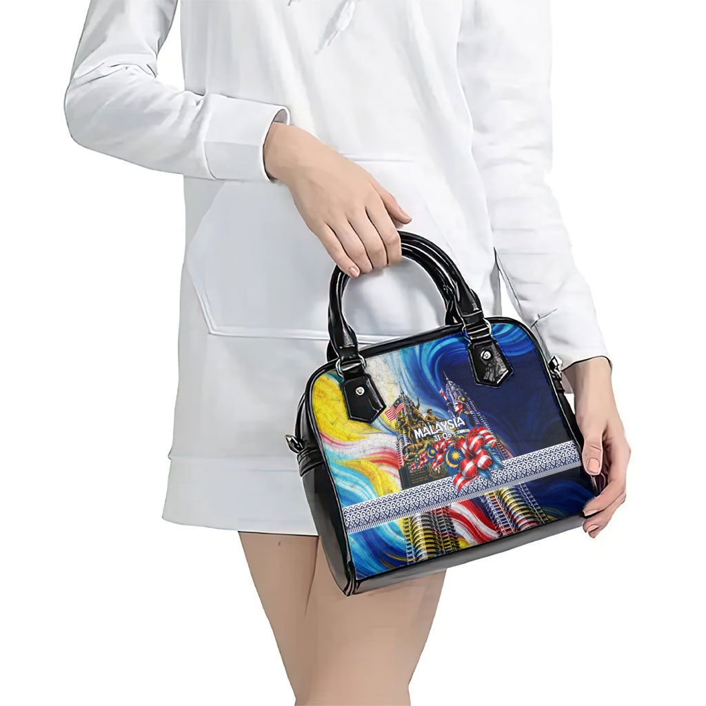 Malaysia Merdeka Independence Day Shoulder Handbag Patriotic Twin Towers Soldier National Flower Graphic