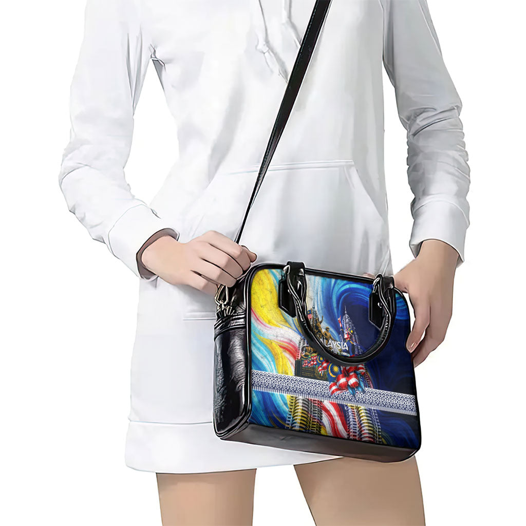 Malaysia Merdeka Independence Day Shoulder Handbag Patriotic Twin Towers Soldier National Flower Graphic