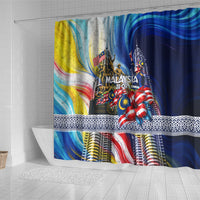 Malaysia Merdeka Independence Day Shower Curtain Patriotic Twin Towers Soldier National Flower Graphic