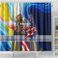 Malaysia Merdeka Independence Day Shower Curtain Patriotic Twin Towers Soldier National Flower Graphic