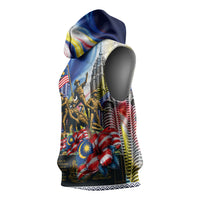 Malaysia Merdeka Independence Day Sleeveless Hoodie Patriotic Twin Towers Soldier National Flower Graphic