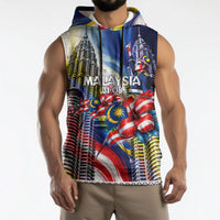 Malaysia Merdeka Independence Day Sleeveless Hoodie Patriotic Twin Towers Soldier National Flower Graphic