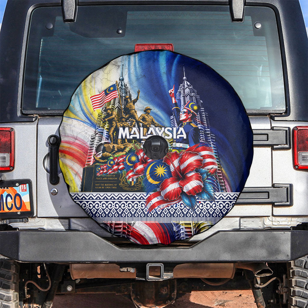 Malaysia Merdeka Independence Day Spare Tire Cover Patriotic Twin Towers Soldier National Flower Graphic